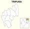 Tripura map. Showing State boundary and district boundary of Manipur map. Political and administrative colorful map of Tripura wit