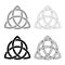 Triquetra in circle Trikvetr knot shape Trinity knot icon set grey black color illustration outline flat style simple image