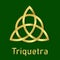 Triquetra icon. Celtic knot sign isolated on green background. Icon trefoil in gradient gold color