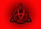 Triquetra logo, Trinity Knot, Wiccan symbol for protection. 3D Vector dark red Celtic trinity knot set isolated on red background