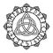 Triquetra sign, celtic knot logo. Scandinavian protective amulet. Pagan Celtic symbol of triangle, nordic tattoos. Scandinavian