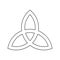 Triquetra sign icon. Leaf-like celtic symbol. Trinity or trefoil knot. Simple black outline vector illustration