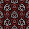 Triquetra trefoil seamless pattern red and white tone on black