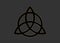 Triquetra, Trinity Knot, Wiccan symbol for protection. Vector Black Celtic trinity knot decorated in gold isolated on grey