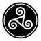 Triskelion symbol icon in a black circle