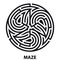 Triskelion symbol tattoo maze. Geometric circular labyrinth