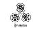 Triskelion or triskele symbol. Triple spiral Celtic sacred sign. Wiccan fertility symbols logo design. Art print tattoo sign