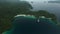 Triton Bay: Boat On Turquoise Sea And Green Tropical Trees In Kaimana Islands. Aerial View Of Wide Angle Nature; Pacific Ocean