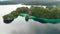 Triton Bay With Turquoise Sea And Green Tropical Trees In Kaimana Islands. Aerial View Of Wide Angle Nature; Pacific Lagoon