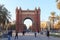 Triumphal arch Arc de Triomf and promenade Passeig de Lluis Companys in Barcelona