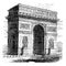 Triumphal Arch or Arc de Triomphe, Paris, France. Vintage engraving