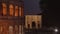 Triumphal arch built near Colosseum in old Rome at night