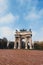 Triumphal arch called Arco della Pace means The Arch of Peace in Porta Sempione district in Milan, Lombardy region in