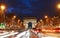 The Triumphal Arch and Champs Elysees avenue illuminated for Christmas,Paris.