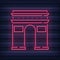 Triumphal arch made from neon lines in a dark wall. Vector illustration