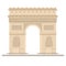 Triumphal Arch at Paris, France, flat design vector illustration