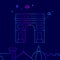 Triumphal Arch, Paris Vector Line Icon, Illustration on a Dark Blue Background. Related Bottom Border