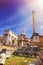 The triumphal Arch of Septimius Severus, Santi Luca e Martina church and the Column of Phocas in the Roman Forum