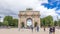 Triumphal Arch timelapse hyperlapse at Tuileries gardens in Paris, France.