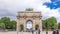 Triumphal Arch timelapse hyperlapse at Tuileries gardens in Paris, France.