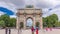 Triumphal Arch timelapse hyperlapse at Tuileries gardens in Paris, France.