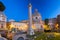 Triumphal Trajan Column in Rome at night, Italy