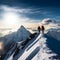 Triumphant Explorers on a Snowy Summit