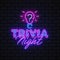 Trivia night in retro style on light background. Neon vector logo illustration
