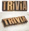 Trivia word in wood type