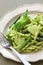 Trofie pasta with pesto, italian cuisine