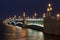 Troitskiy bridge at night, Saint Petersburg, Russia
