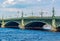 Troitskiy (Trinity) bridge over Neva river, Saint Petersburg, Russia