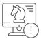 Trojan virus thin line icon. Horse on desktop vector illustration isolated on white. Computer virus outline style design
