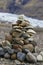 Troll rock pyramid made of stones in iceland