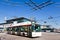 Trolley bus on the modern street, Pardubice town, East Bohemia,