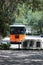 Trolley car in historic Savannah Georgia on a sunny summer day.