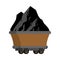 Trolley of Coal isolated. Mining Extraction mineral. Vector