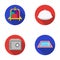 Trolley with luggage, safe, swimming pool, clutch.Hotel set collection icons in flat style vector symbol stock