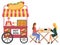 Trolley with Sandwiches, Fastfood Outdoor Vector