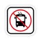 Trolleybus Ban Black Silhouette Icon. Trolley Bus Forbidden Pictogram. Caution Electric Transport Red Stop Circle Symbol