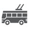 Trolleybus glyph icon, transport and public, traffic sign, vector graphics, a solid pattern on a white background.