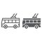 Trolleybus line and glyph icon, transport and public, traffic sign, vector graphics, a linear pattern on a white