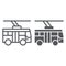 Trolleybus line and glyph icon, transportation and public, city traffic sign, vector graphics, a linear pattern on a