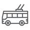 Trolleybus line icon, transport and public, traffic sign, vector graphics, a linear pattern on a white background.