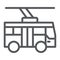 Trolleybus line icon, transportation and public, city traffic sign, vector graphics, a linear pattern on a white
