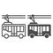 Trolleybus line and solid icon, Public transport concept, trackless trolley sign on white background, tram silhouette