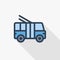 Trolleybus, passenger transport thin line flat color icon. Linear vector symbol. Colorful long shadow design.