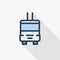 Trolleybus, passenger transport thin line flat color icon. Linear vector symbol. Colorful long shadow design.