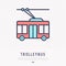 Trolleybus thin line icon, side view,
