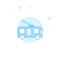 Trolleybus, Trackless Trolley Flat Vector Illustration, Icon. Light Blue Monochrome Design. Editable Stroke